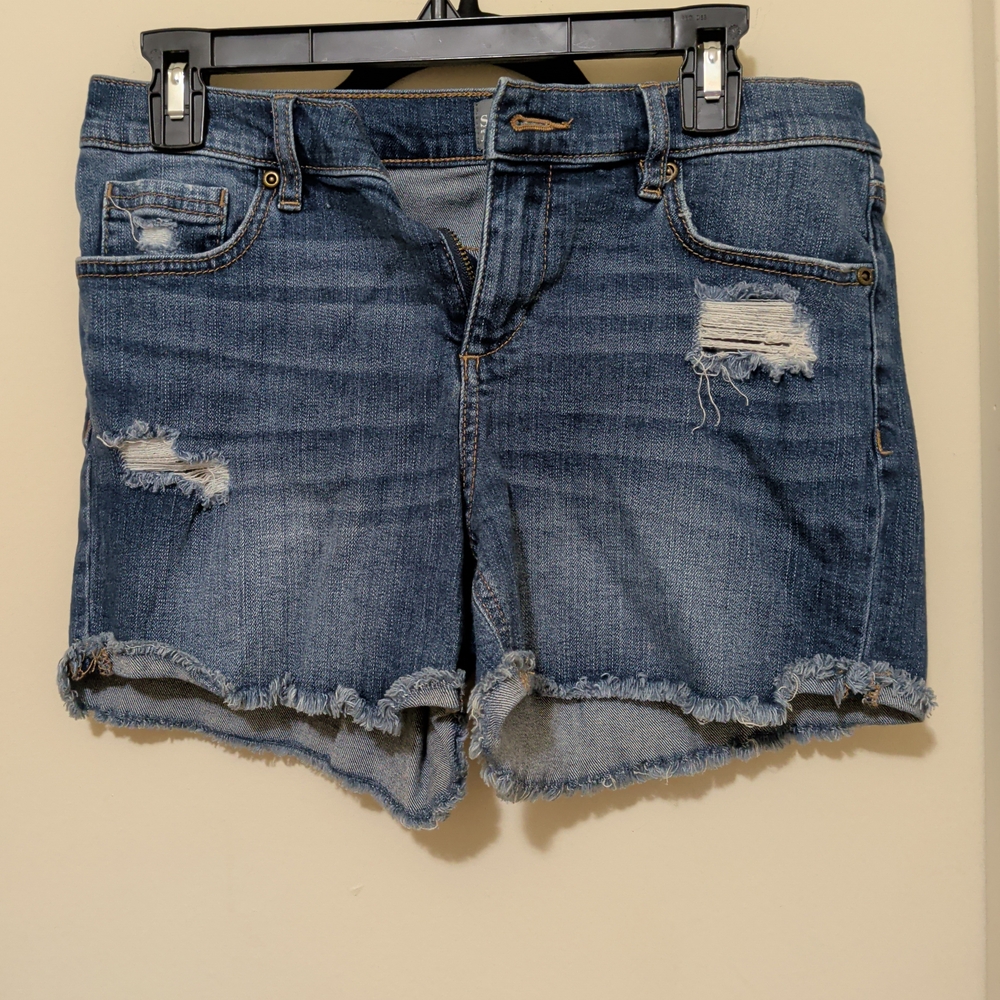 Soho New York & Co Distressed Denim Shorts Size 6 Frayed Hem